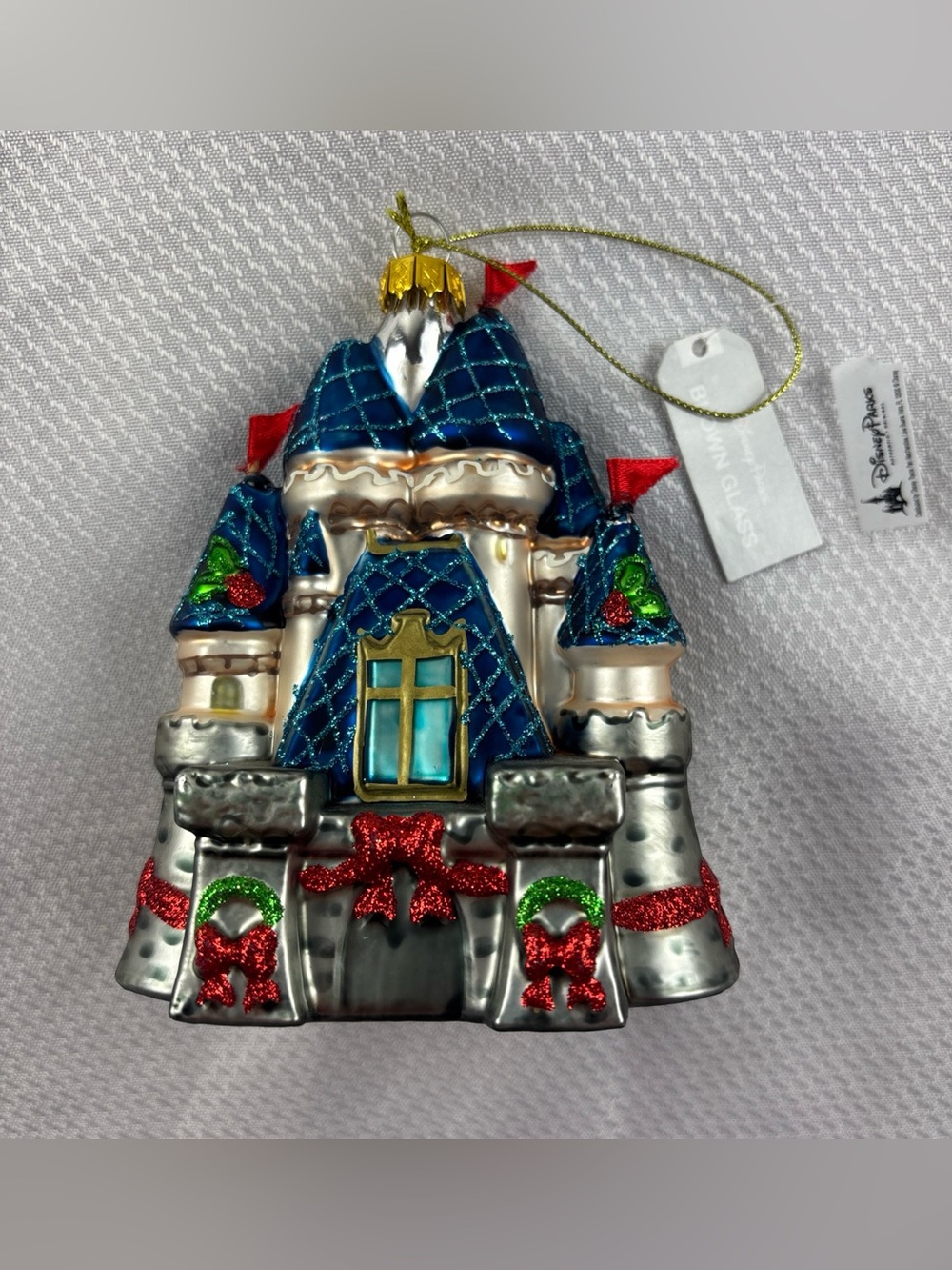 Disney Parks Fantasyland Castle Glass Ornament NWT Disneyland Disney World